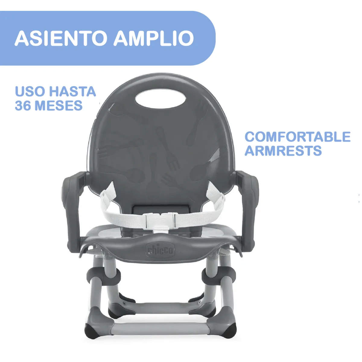 CHICCO - Silla de comer tipo booste Pocket Snack de Chicco,  Grey