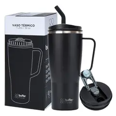 BUFFER FLASK - Vaso Termico Mug Tumbler Buffer 1Lt Acero Inox Frio Calor - Negro