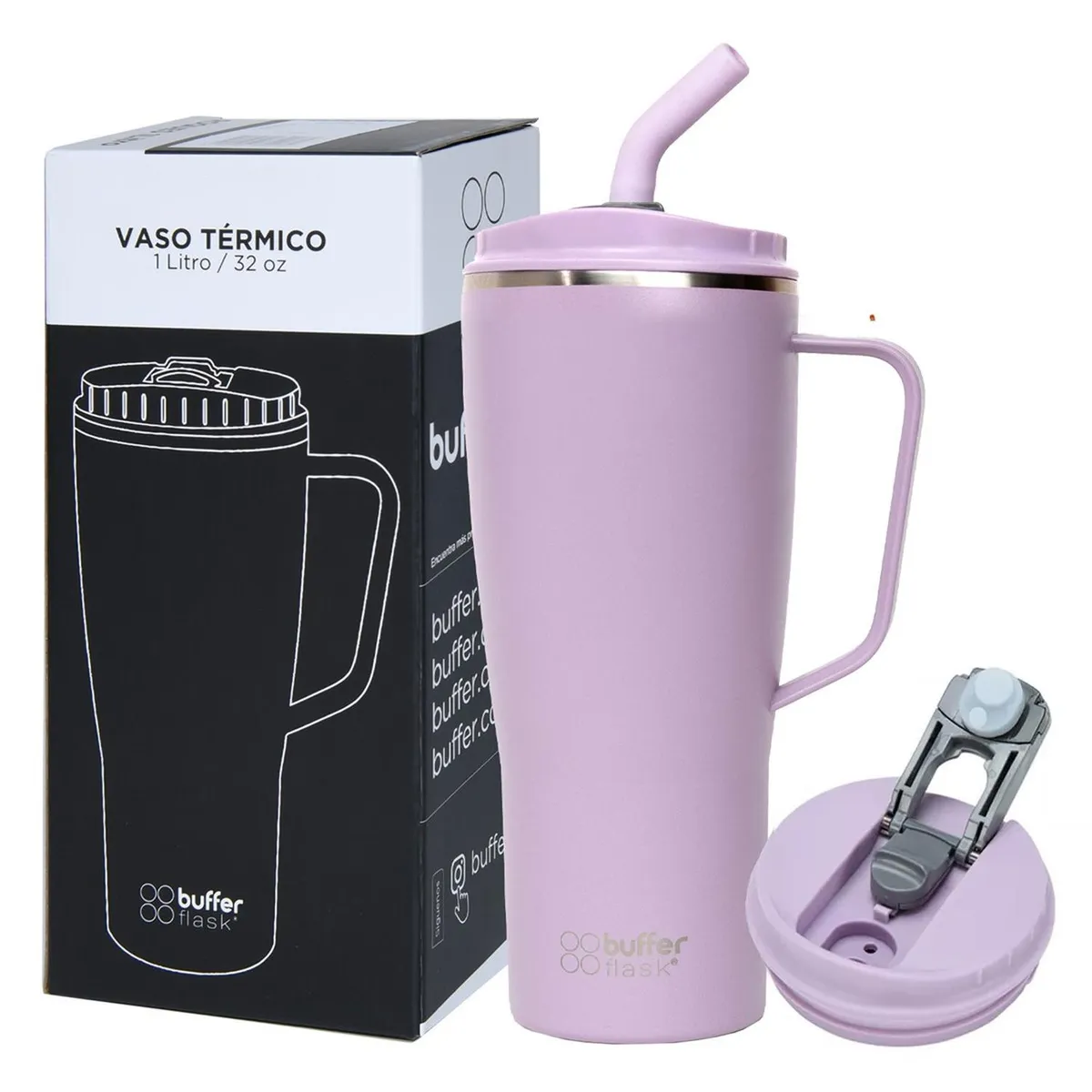 BUFFER FLASK - Vaso Termico Mug Tumbler Buffer 1Lt Acero Inox Frio Calor - Purpura