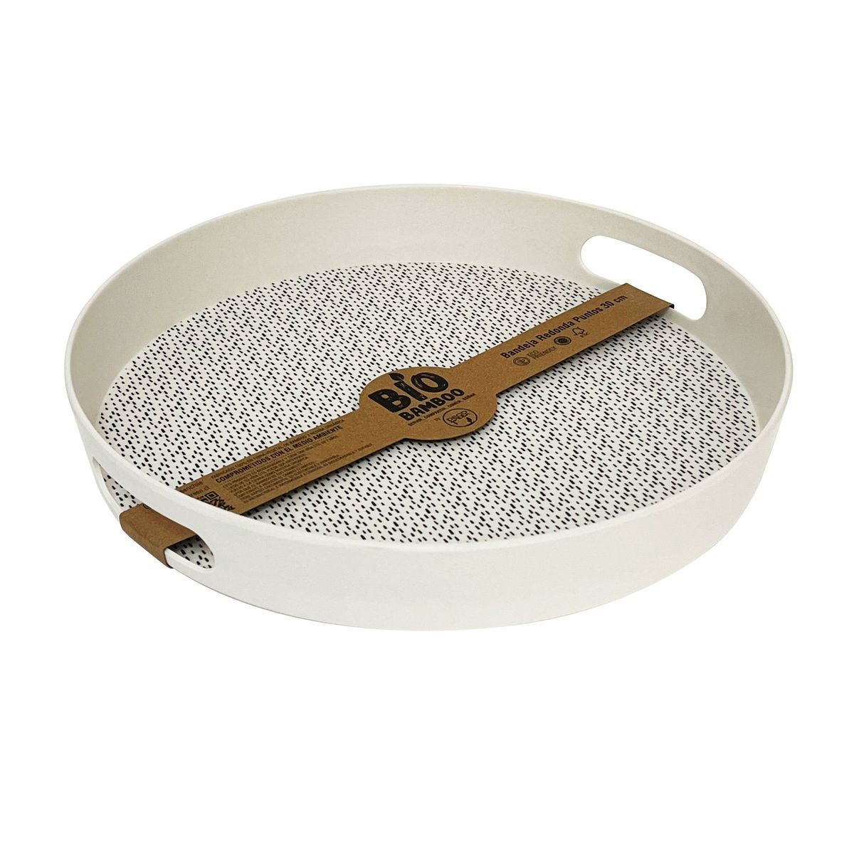 DECOGREEN - Bandeja Biobamboo Redonda  Puntos 30 cm