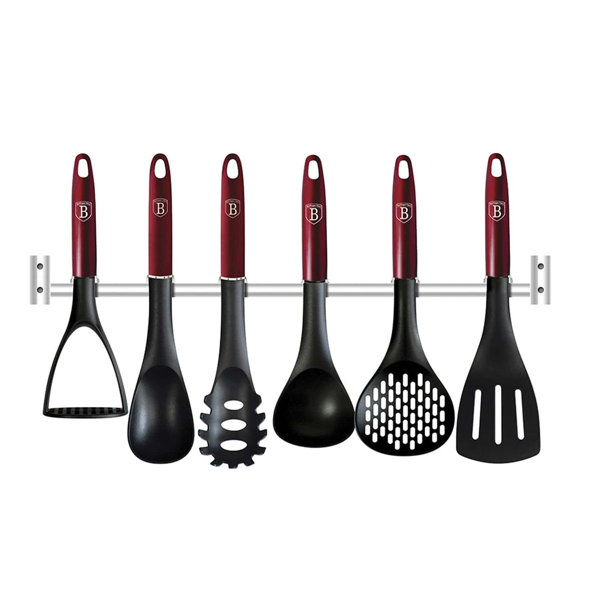 BERLINGER HAUS - Set de utensilios + barra 7 pzs, color rojo. Nylon