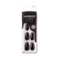 KISS - Uñas Impress Color All Black Coffin Shape
