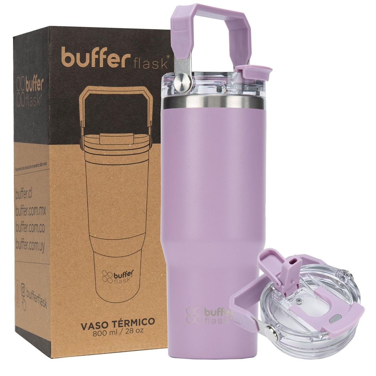 BUFFER FLASK - Vaso Tumbler Termico Botella Agua Buffer Inox 830 ml - Lila