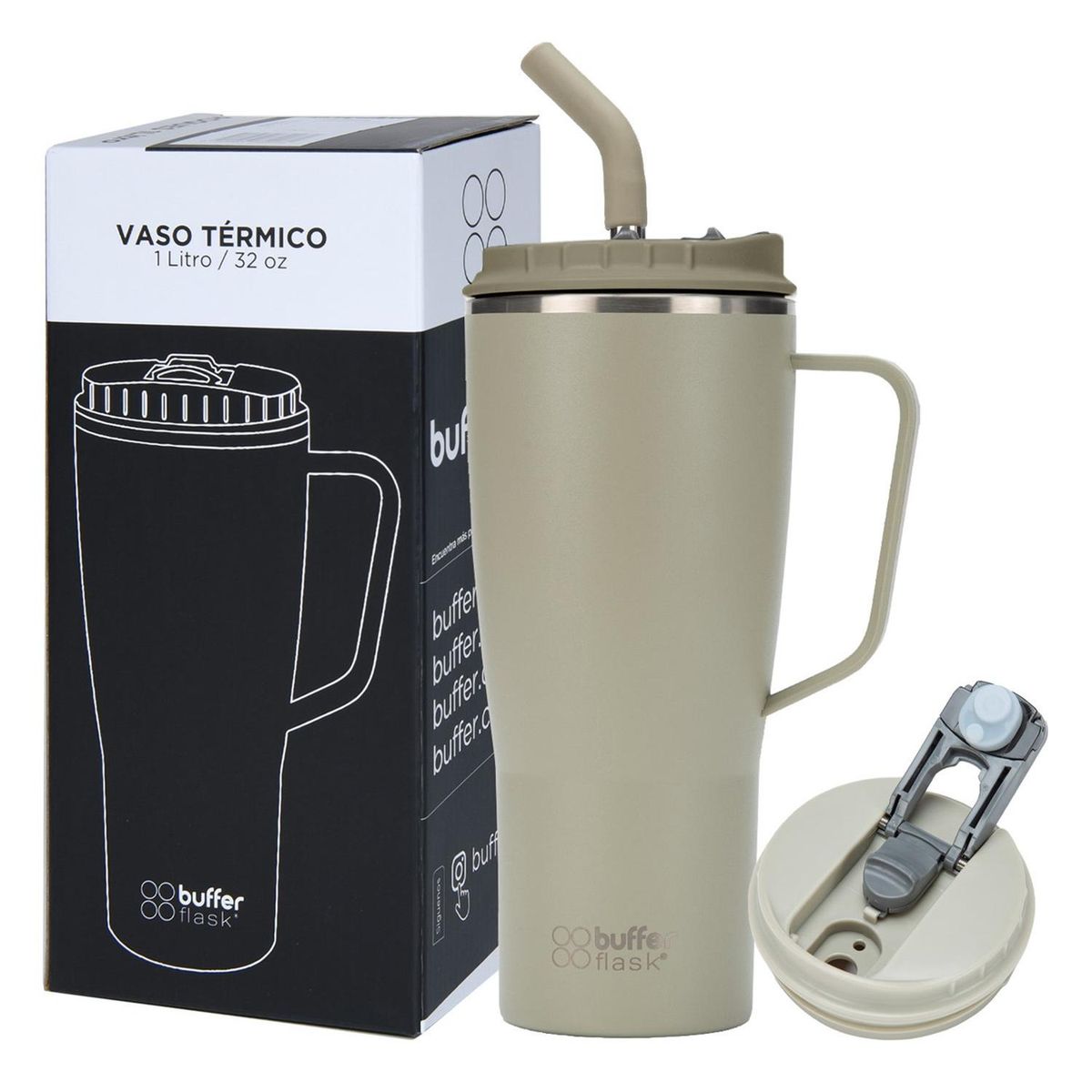BUFFER FLASK - Vaso Termico Mug Tumbler Buffer 1Lt Acero Inox Frio Calor - Verde claro