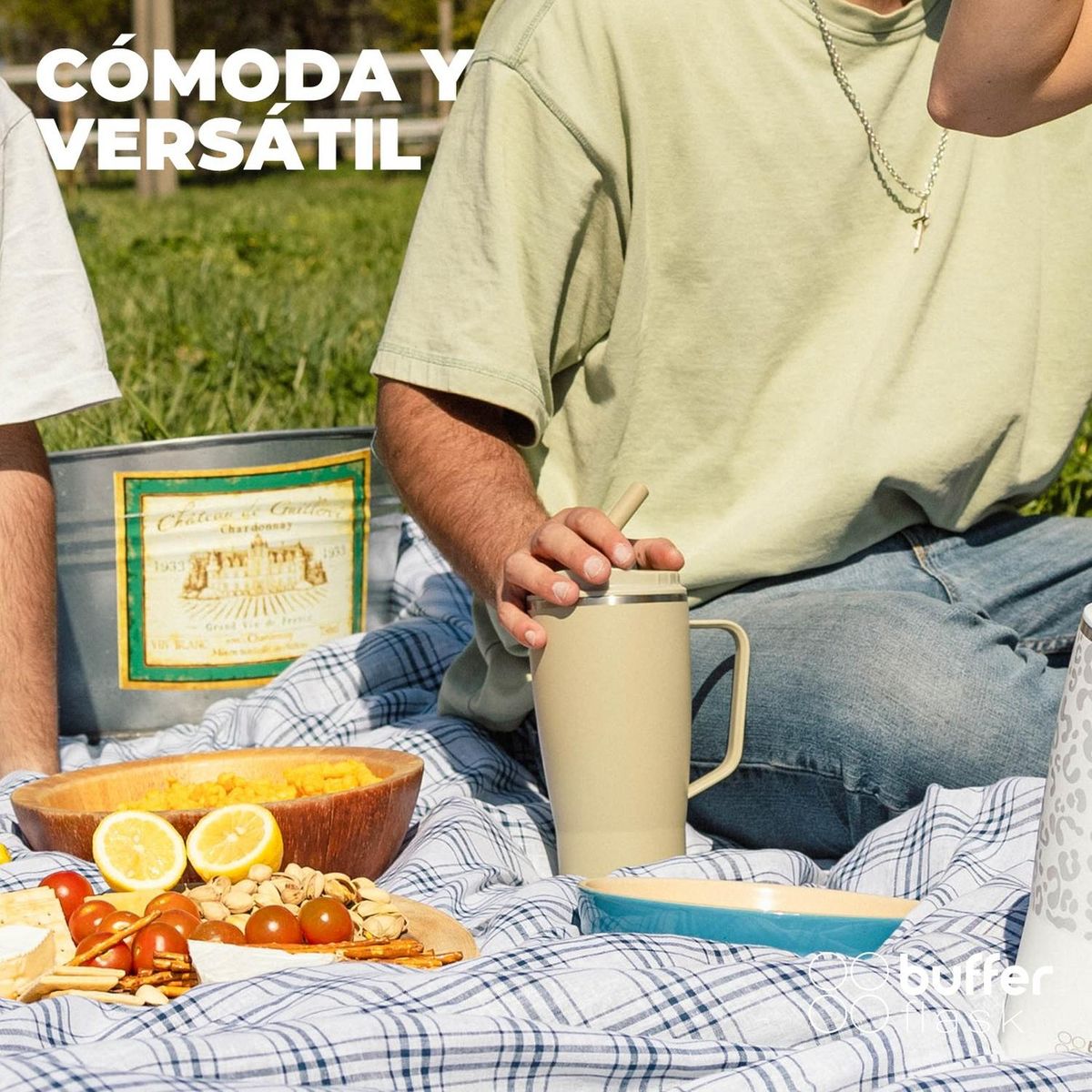 BUFFER FLASK - Vaso Termico Mug Tumbler Buffer 1Lt Acero Inox Frio Calor - Verde claro