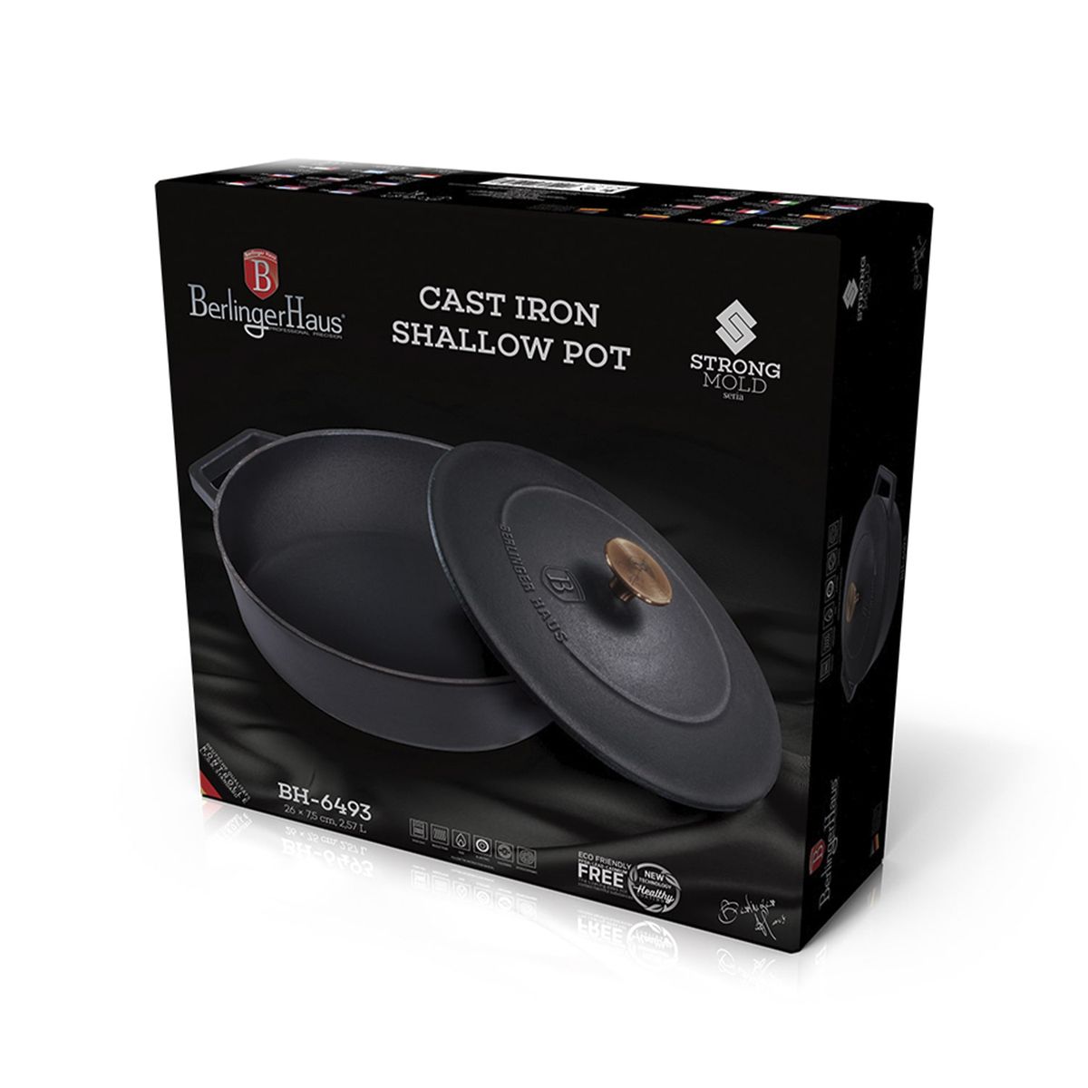 BERLINGER HAUS - Cacerola de hierro fundido Ø 26 cm, color negro mate