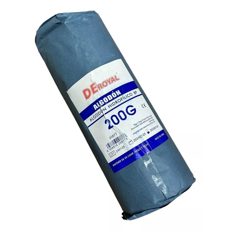 GENERICO - Algodon Hidrofilo Prensado 200gr Deroyal Rollo Algodones