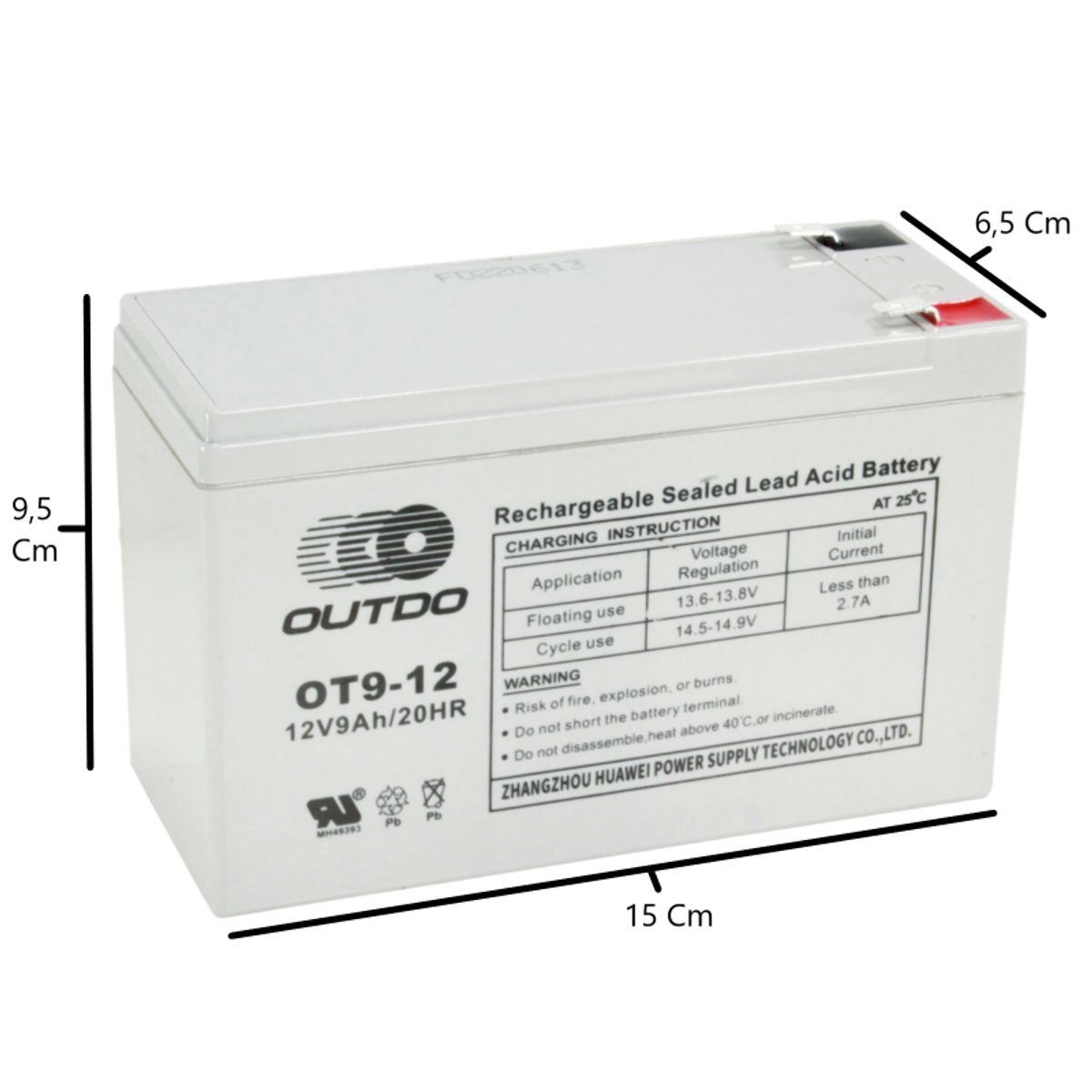GENERICO - Batería recargable 12 volt / 9 amperios
