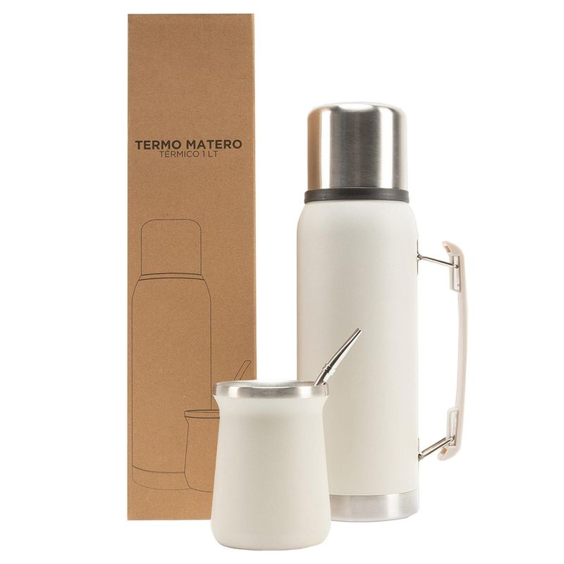GENERICO - Mate Set Matero Termo Inox Mate+Bombilla - Crema