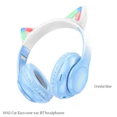 CHINITA - Audífono Inalámbrico Bluetooth Niños Orejas De Gato Hoco W42 - Celeste