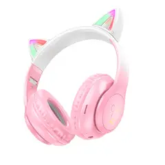 CHINITA - Audífono Inalámbrico Bluetooth Niños Orejas De Gato Hoco W42 - Rosado