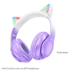 CHINITA - Audífono Inalámbrico Bluetooth Niños Orejas De Gato Hoco W42 - Lila