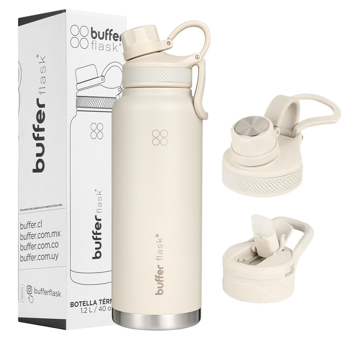 BUFFER FLASK - Botella Termica Agua Acero Inox Buffer 1.2 - Crema