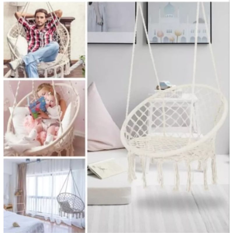 GENERICO - SILLA COLGANTE UNICOLOR AMARILLO TIPO HAMACA ESPECIAL PARA JARDIN O DORMITORIO