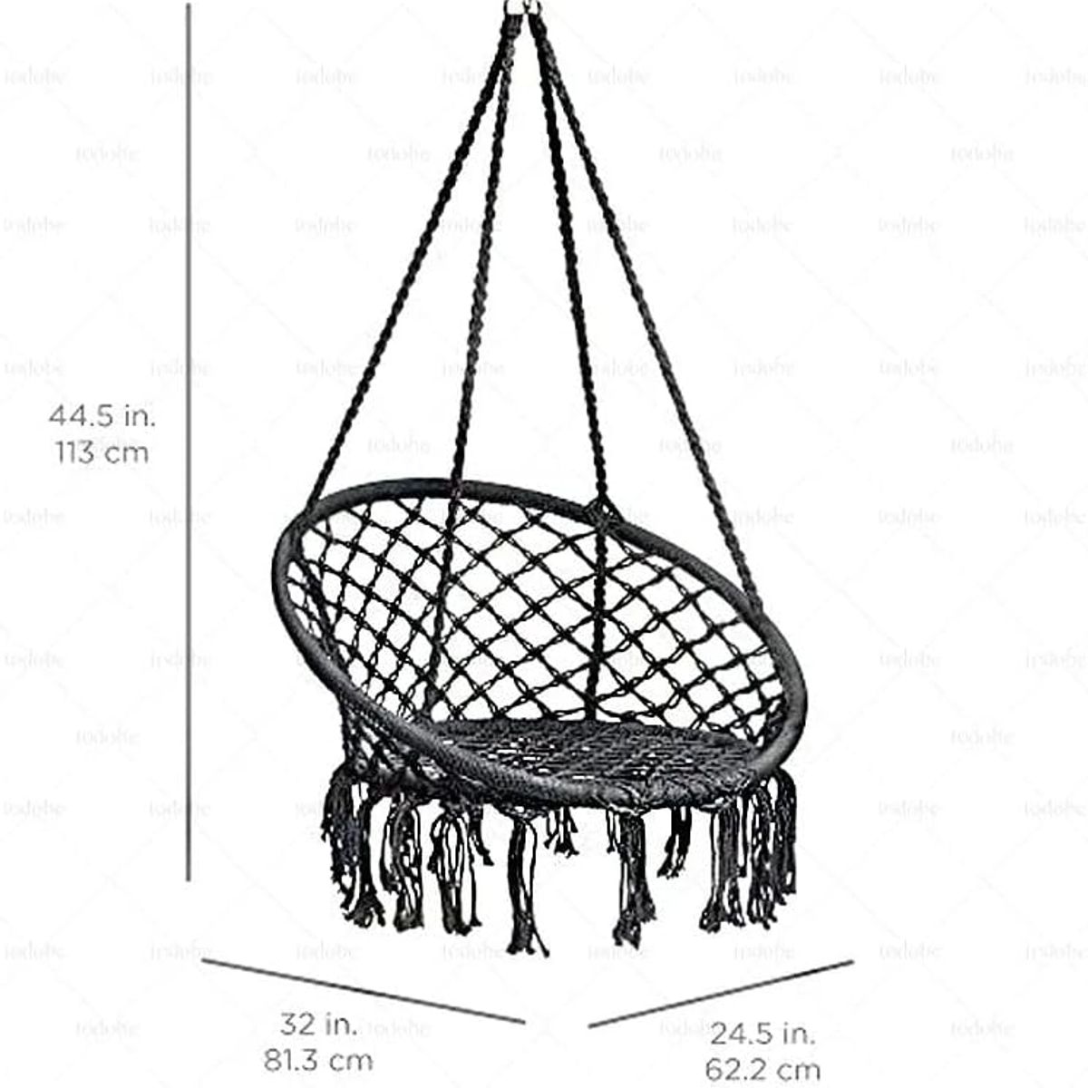 GENERICO - SILLA COLGANTE UNICOLOR NEGRO TIPO HAMACA ESPECIAL PARA JARDIN O DORMITORIO