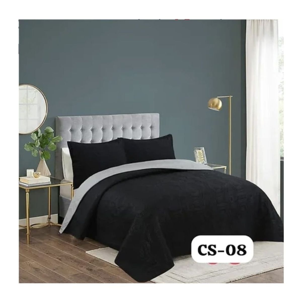 GENERICO - Cubrecama Quilt Verano 1.5 Plazas - Negro CS08