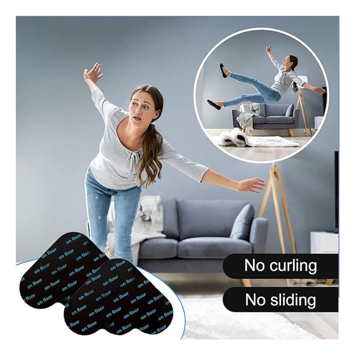 ATURE - 12u Antideslizantes Adhesivos Para Fijar Alfombra Al Suelo