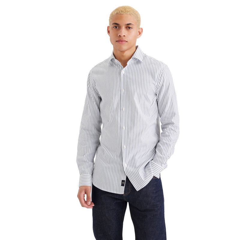 DOCKERS - Camisa Hombre Crafted Slim Fit Blanco Rayas Dockers