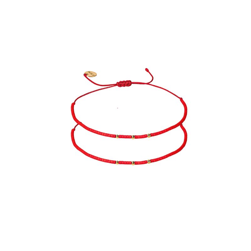 ZAZU - Pack 2 Pulseras Rojas con Mostacillas Bañadas en Oro