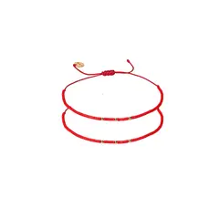 ZAZU - Pack 2 Pulseras Rojas con Mostacillas Bañadas en Oro
