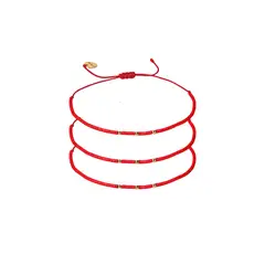 ZAZU - Pack 3 Pulseras Rojas con Mostacillas Bañadas en Oro