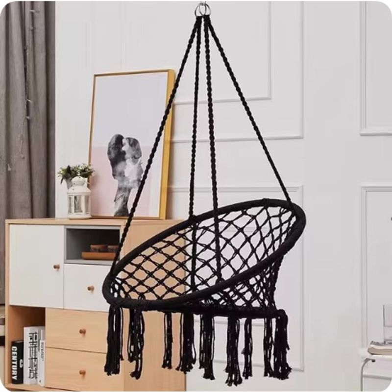 GENERICO - SILLA COLGANTE NEGRO ESPECIAL PARA JARDIN O DORMITORIOS TIPO HAMACA