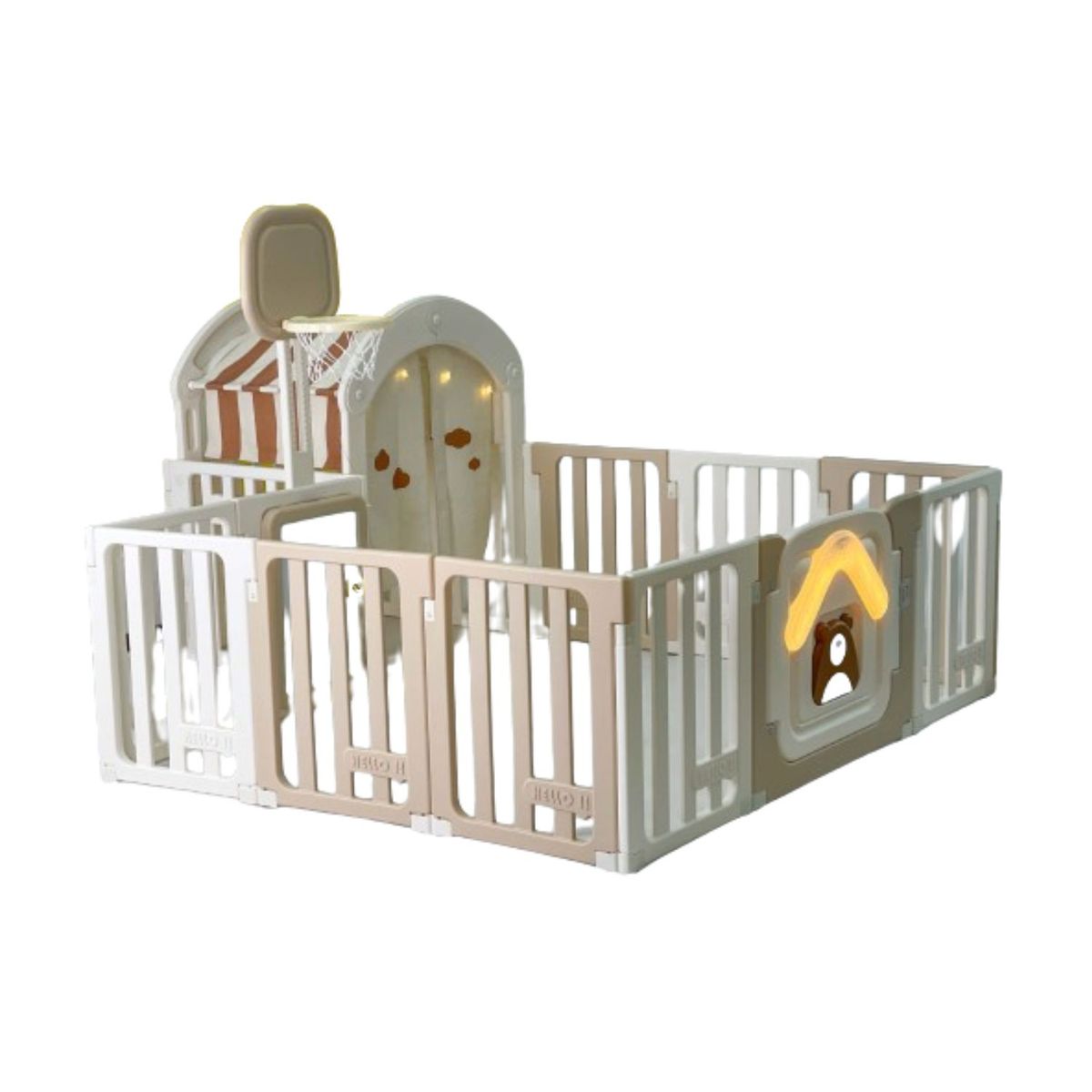 IGPRO - Corral infantil plegable mas Aro de Baloncesto con Casita_.