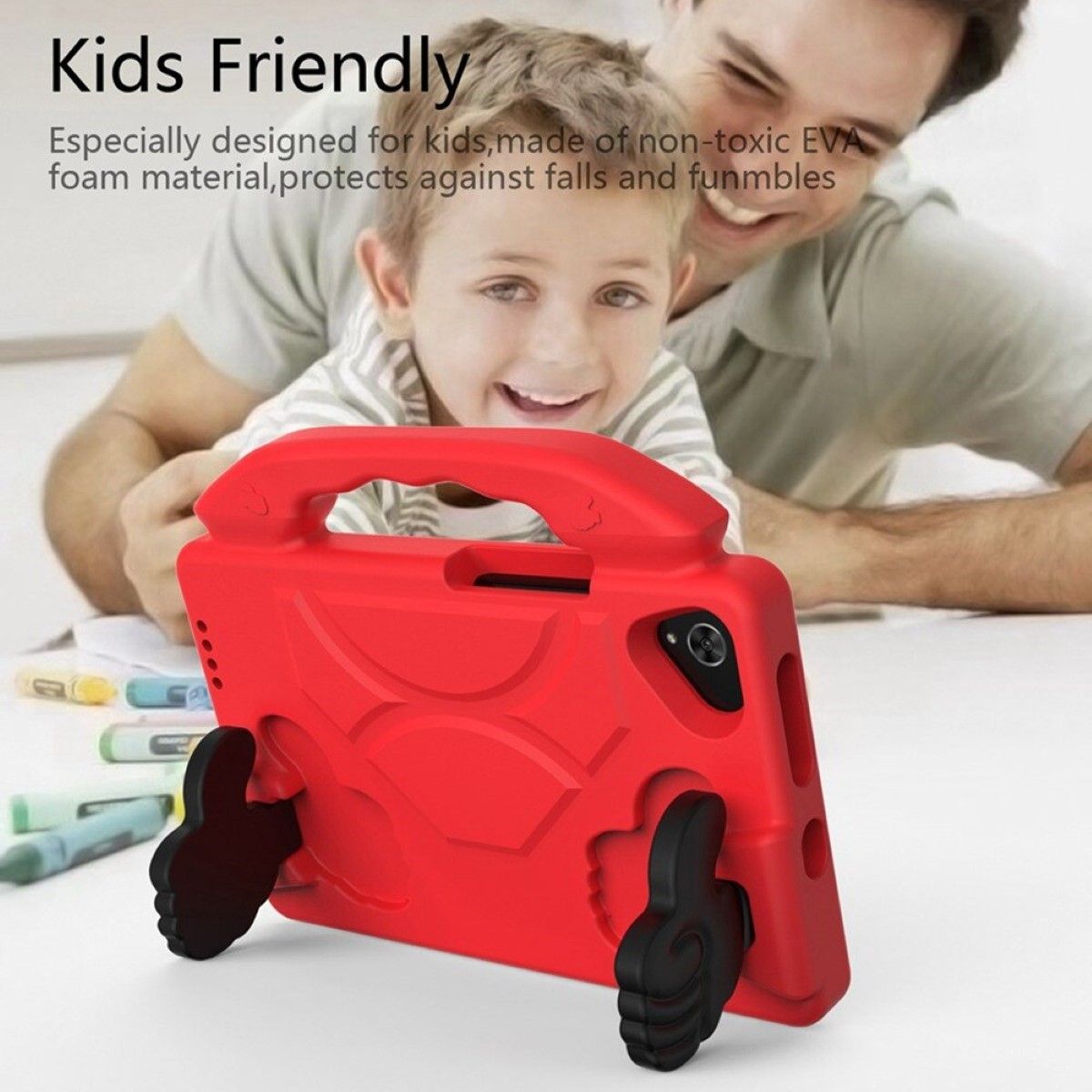GENERICO - Carcasa Niños Anti-golpes Para Samsung Tab A7 Lite 8.7 T220 Rojo