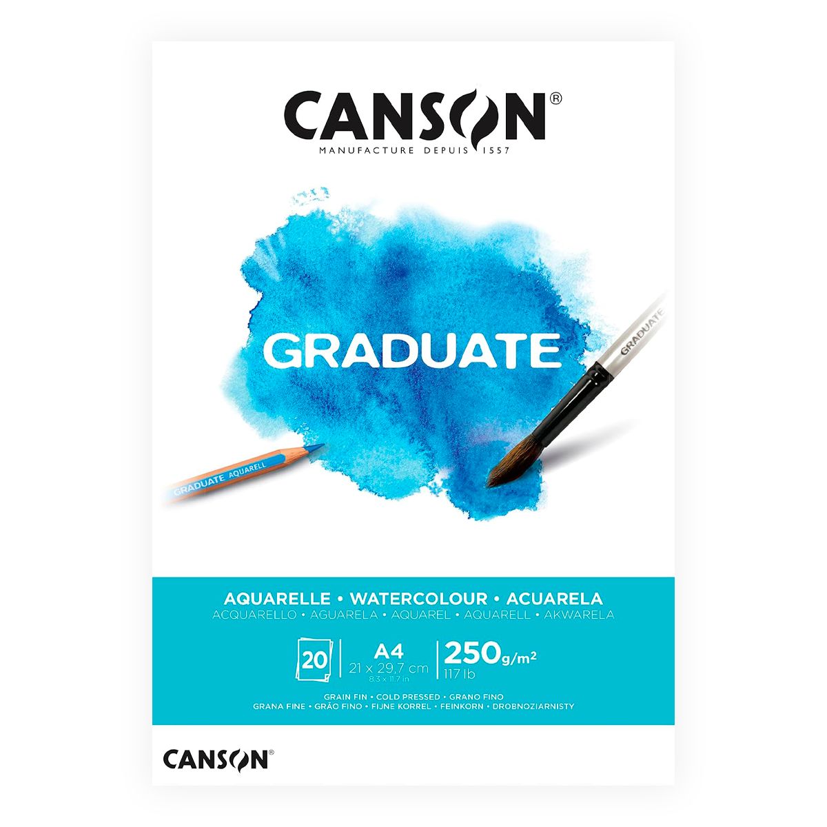 CANSON - Canson Acuarela Pad Graduate A4 250gr 20hjs - Aquarelle