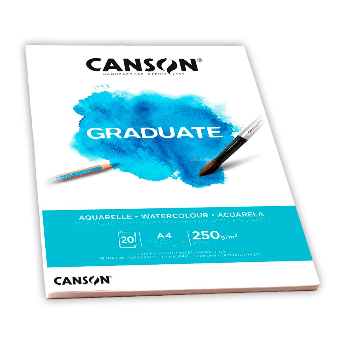 CANSON - Canson Acuarela Pad Graduate A4 250gr 20hjs - Aquarelle