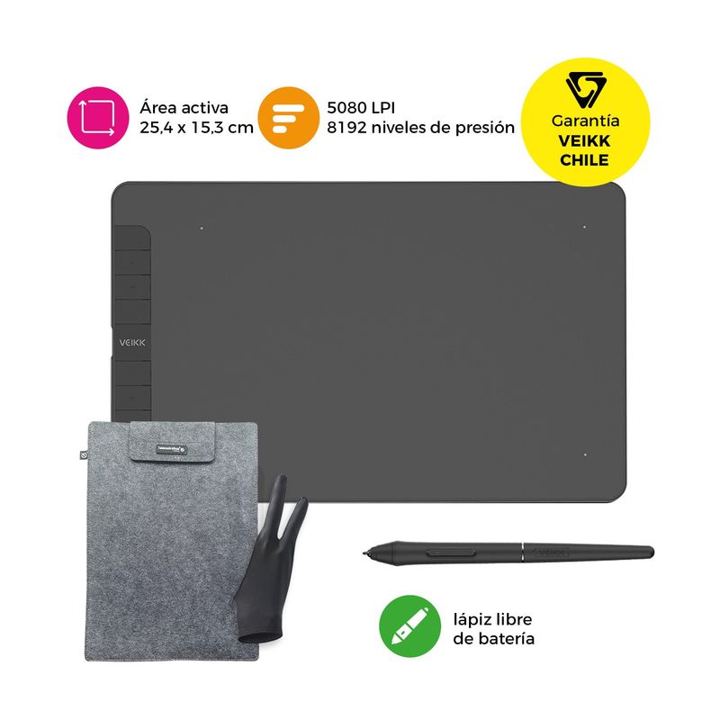 VEIKK - Tableta Gráfica Veikk VK1060 con Funda y Guante