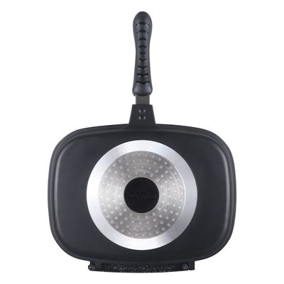 Imagen 2 del producto Sartén doble superficie lisa y grillada color negro rojo