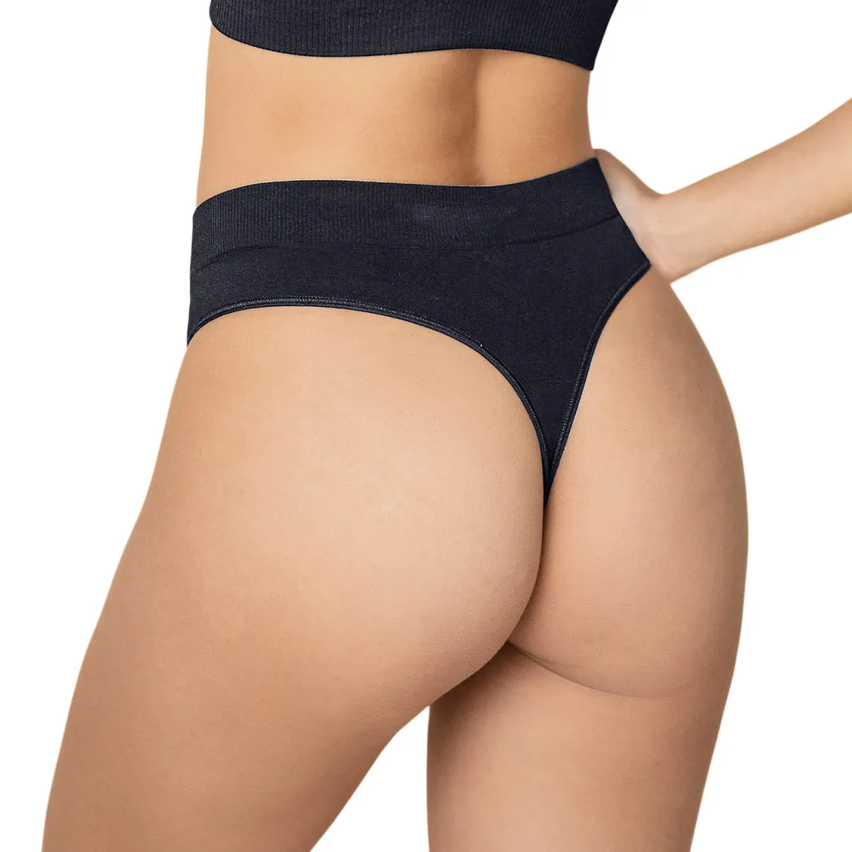 LEONISA - Colaless tiro alto en tecnología seamless 092040 Negro