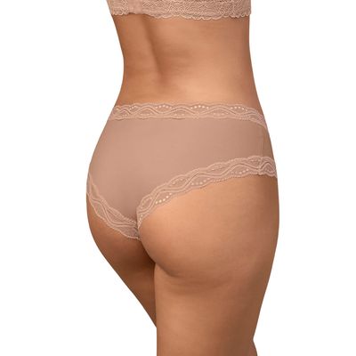 Imagen 2 del producto Calzón hípster tiro medio en tela lisa y encaje 092044 Durazno