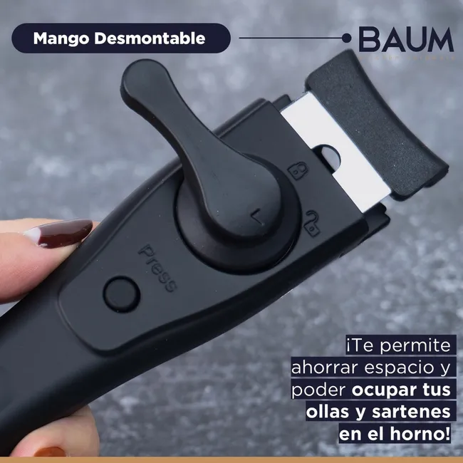 BAUM - Bateria de Cocina Ollas Ceramica Baum 6 Piezas Antiadherente - Negro
