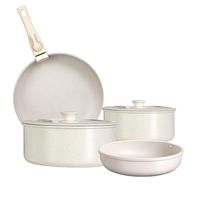 Bateria de Cocina Ollas Ceramica 6 Piezas Antiadherente - Blanco