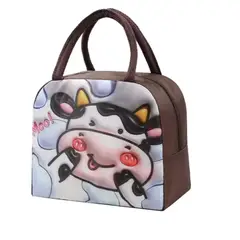 GENERICO - Lonchera Térmica con Diseño de Vaca Kawai-Mantén tus Alimentos Frescos