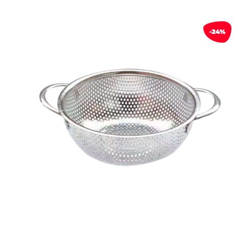 GENERICO - Colador Doble Asas  Acero  Inoxidable Plateado 16Cm