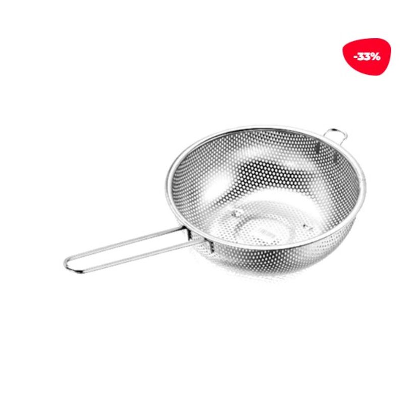 GENERICO - Colador Asas Acero Inoxidable Plateado 16Cm