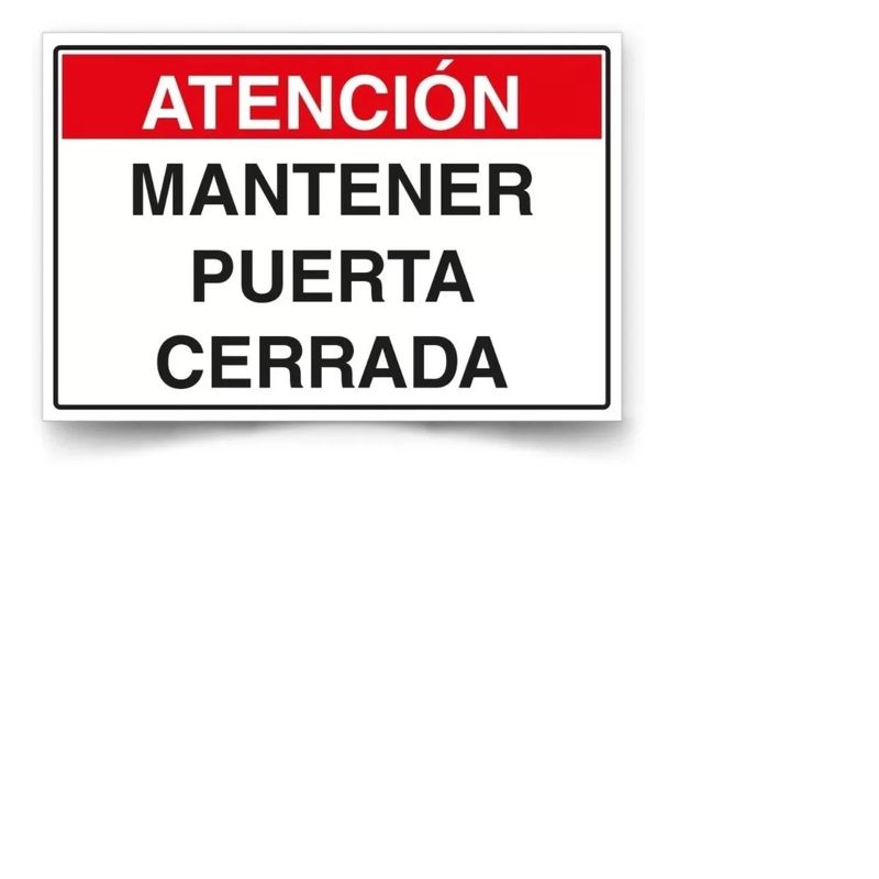 GENERICO - Señalética Atención Mantener Puerta Cerrada 30x20 Metálico