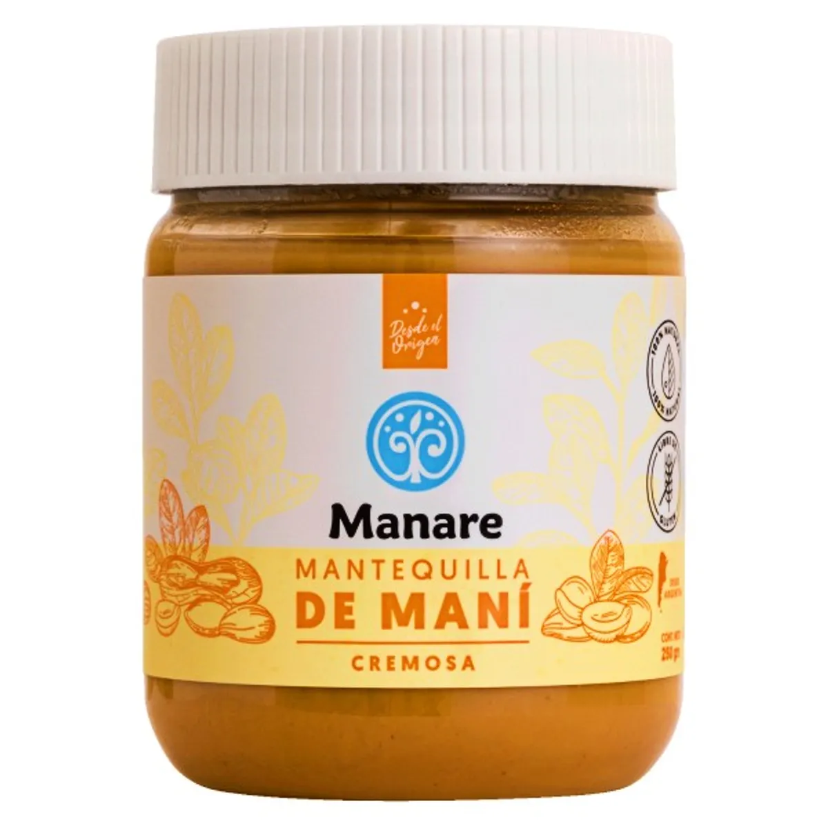 MANARE - MANTEQUILLA DE MANÍ 250G NATURAL SIN ADITIVOS - MANARE