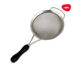 GENERICO - Colador Asas Acero Inoxidable PlateadoNegro 26Cm