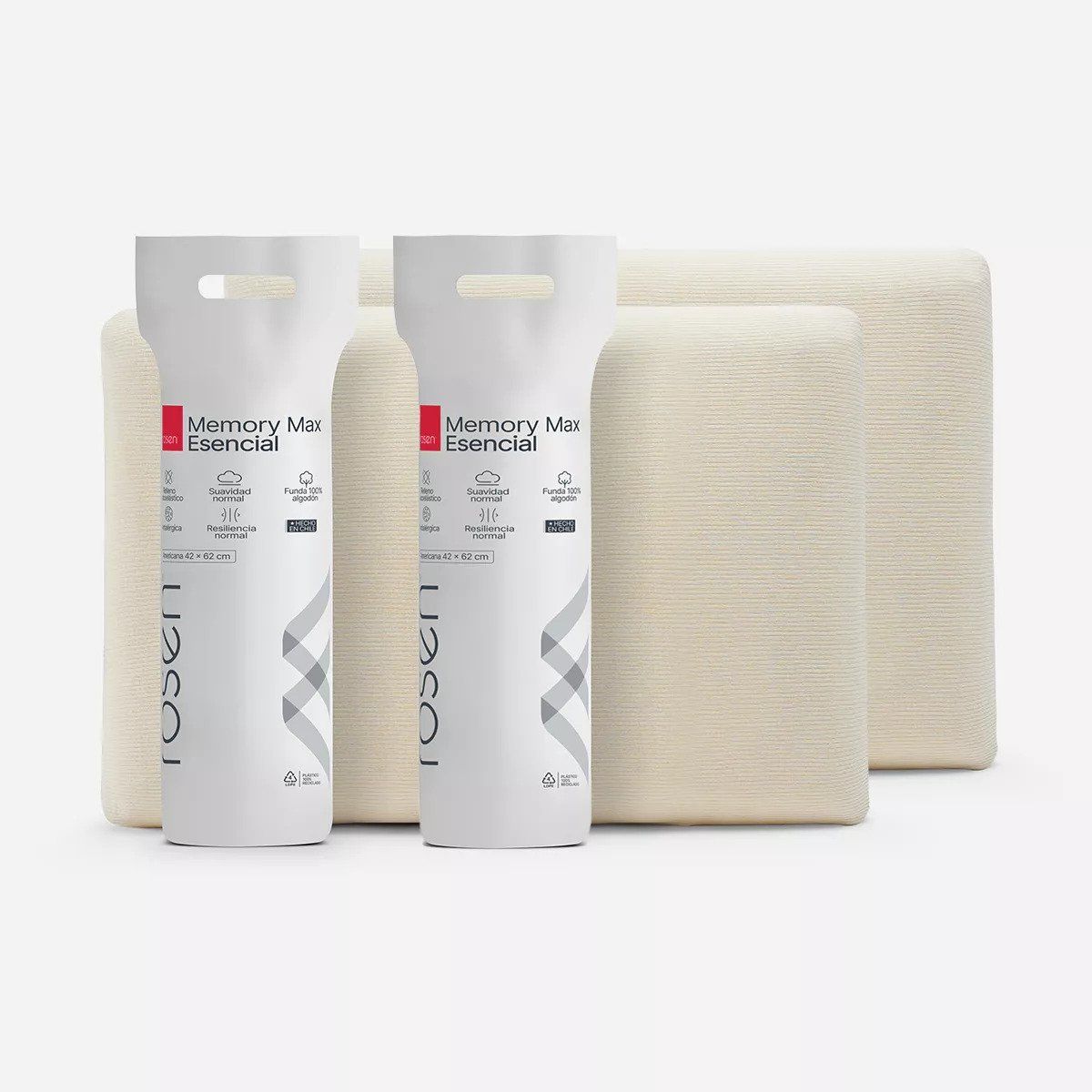 ROSEN - Pack 2 Almohadas Viscoelásticas Memory Max Esencial Americana 42x62 Cm