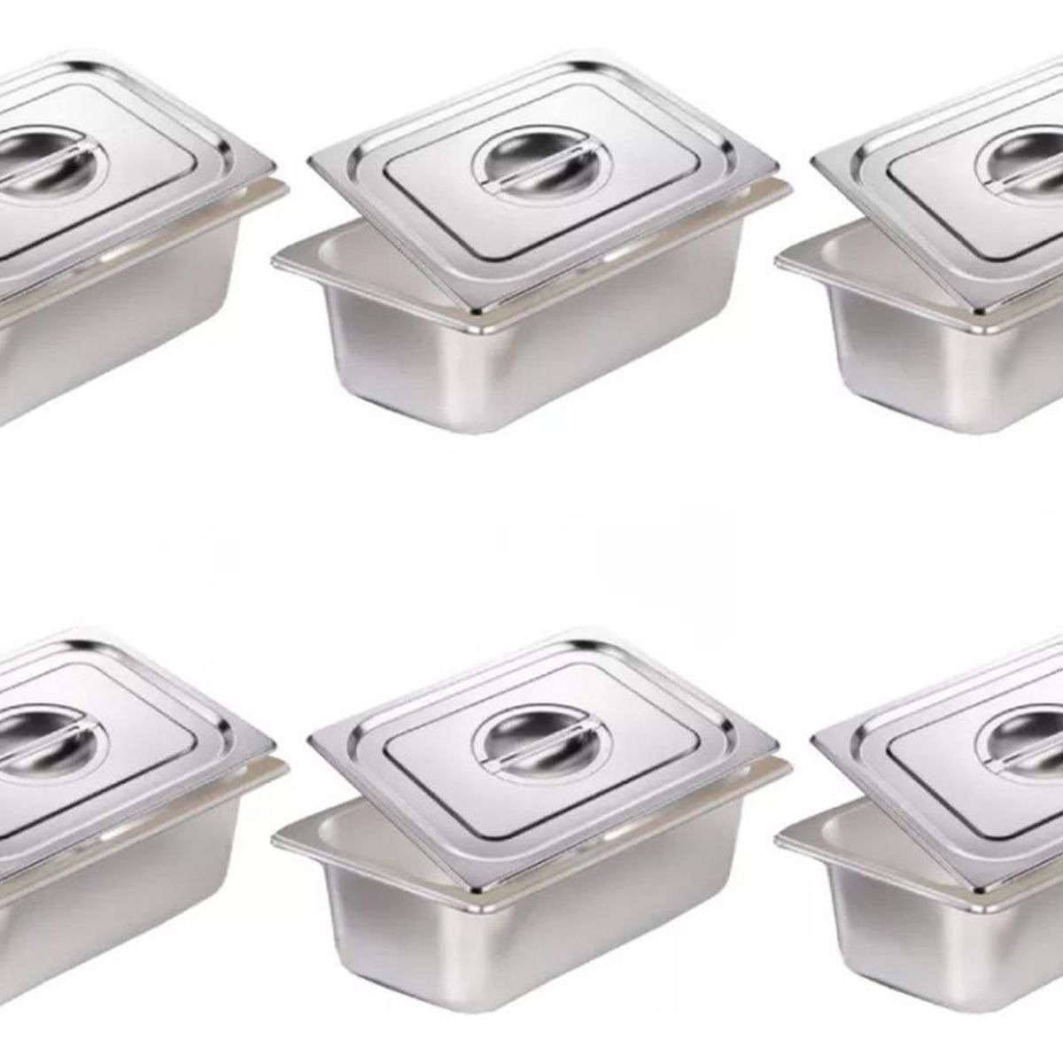 IMPORTCLICK - Pack 6 Depositos Gastronómico Tapa Acero 16x26 CM IMPORTCLICK