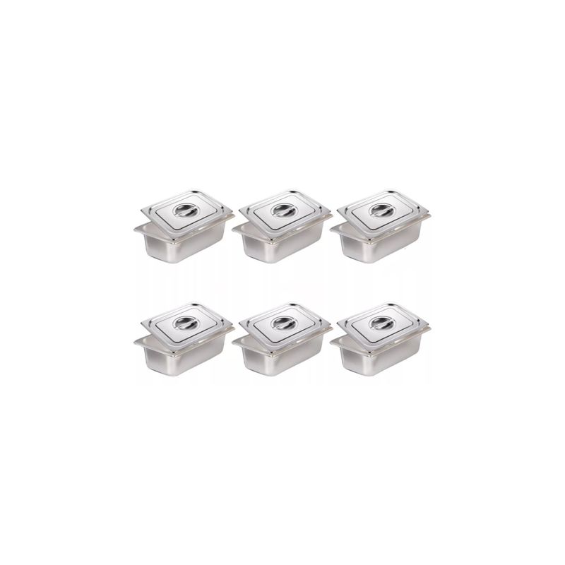 IMPORTCLICK - Pack 6 Depositos Gastronómico Tapa Acero 16x26 CM IMPORTCLICK