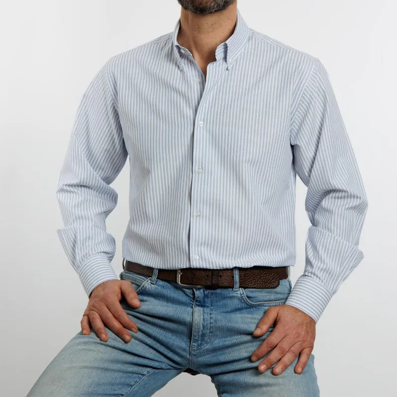 VANDINE - Camisa  Etiqueta Roja Líneas azules I24-13 - Azul