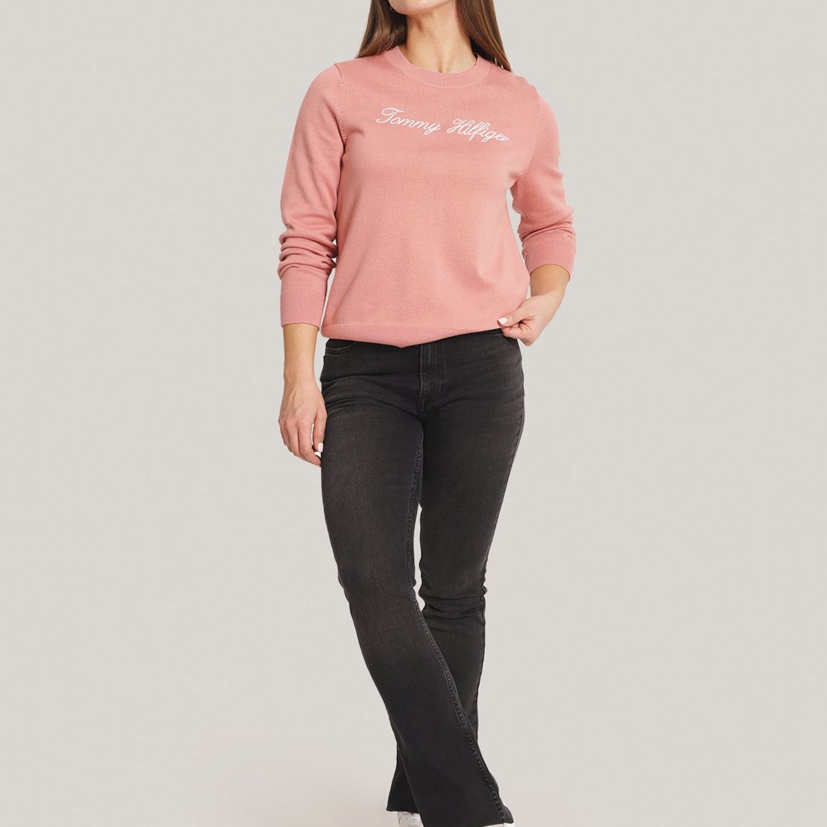 TOMMY HILFIGER - Sweater Solid Con Logo Rosado Tommy Hilfiger