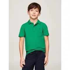 TOMMY HILFIGER - Polo Logo Flag Essential Verde