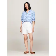 TOMMY HILFIGER - Short Denim Solid Talle Alto Blanco