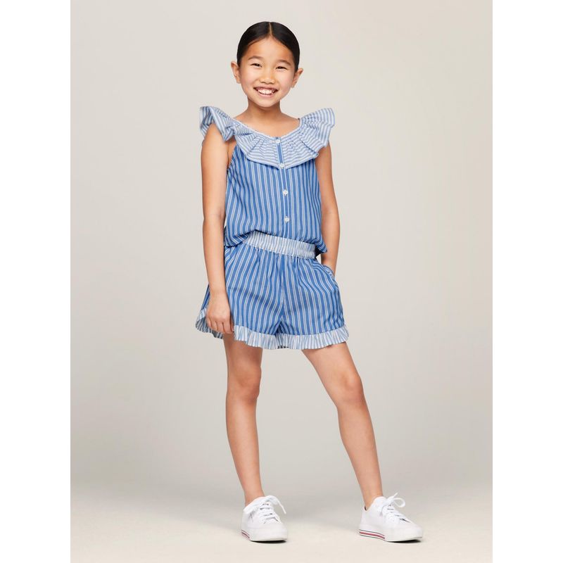 TOMMY HILFIGER - Short Amplios A Rayas Con Vuelos Celeste Tommy Hilfiger
